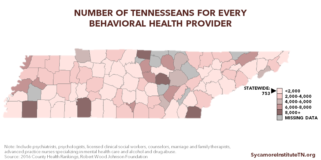 Number Of Tennesseans For Every Behavioral Health Provider