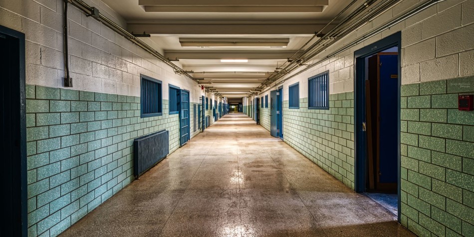 Empty prison hallway