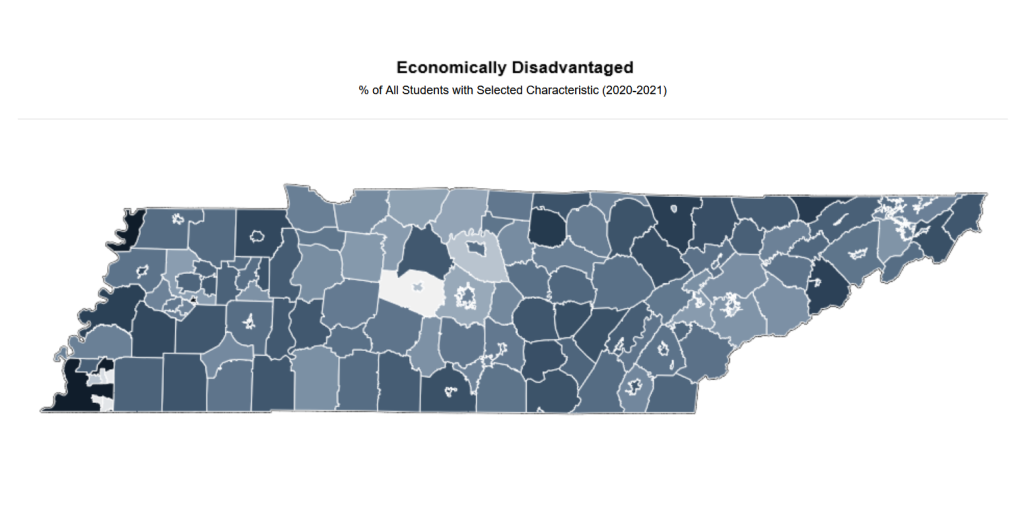 Screenshot of Dashboard Showing TISA Student & District-Level Characteristics that Weight K-12 Funding