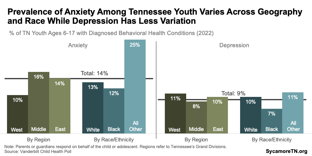 Prevalence of Anxiety Among Tennessee Youth Varies Across Geography and Race While Depression Has Less Variation