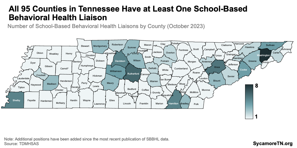 All 95 Counties in Tennessee Have at Least One School-Based Behavioral Health Liaison